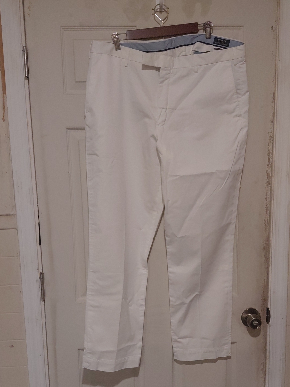 Polo Ralph Lauren Mens White Cotton Chinos Pants Flat Front S 40/32 Pockets